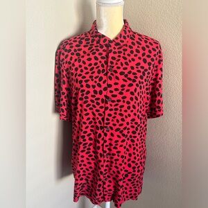 All Saints Red and Black Button Down Shirt size M